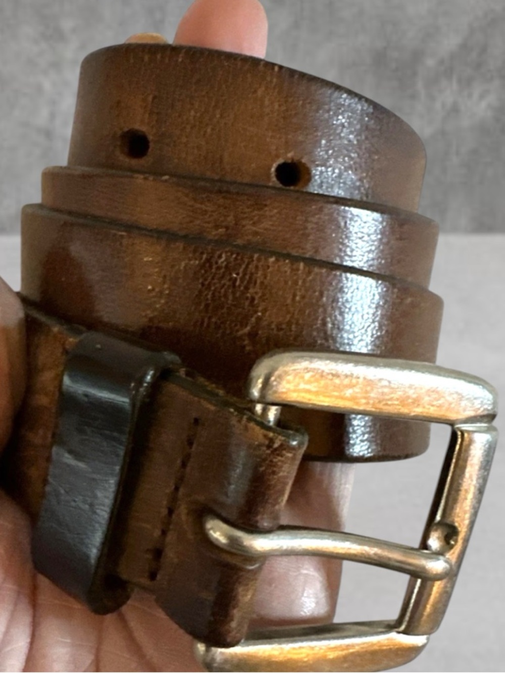 VINTAGE UTILITY BROWN LEATHER BELT MEDIUM
